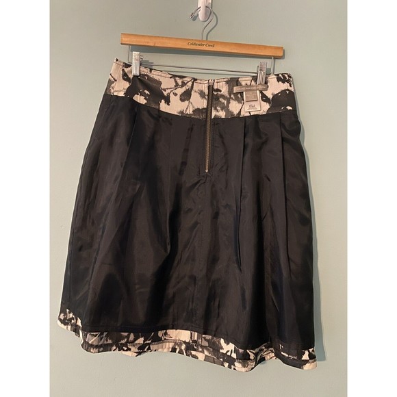 Lundstrom Collection A-line Skirt Size 12 Beige/Black Abstract Floral - Picture 5 of 5